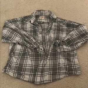 Gray Plaid Button-Up Shirt Size XL